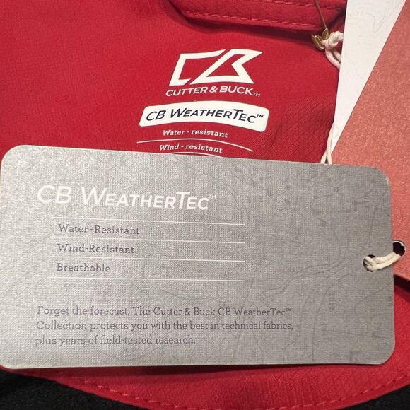 NWT Cutter & Buck WeatherTec Red Jacket L Hidden Pocket Golf Fall Layering - Picture 16 of 16